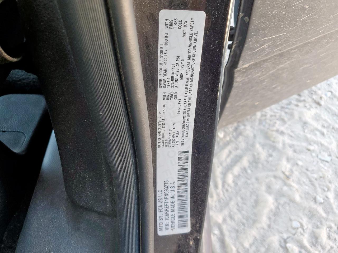 2023 Ram 1500 Big Horn/Lone Star VIN: 1C6RREFT1PN693273 Lot: 84986515