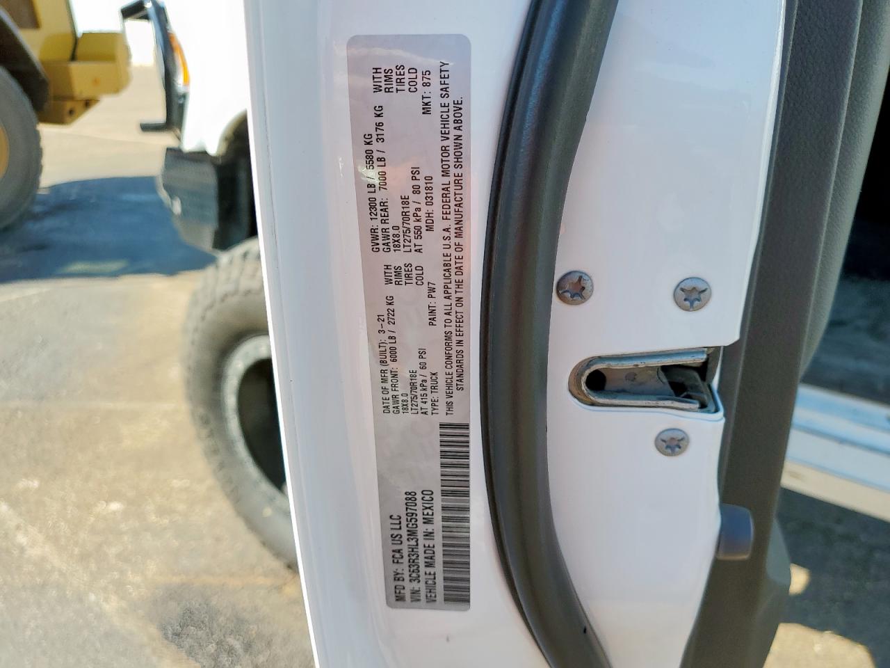 2021 Ram 3500 Big Horn VIN: 3C63R3HL3MG597088 Lot: 83810935