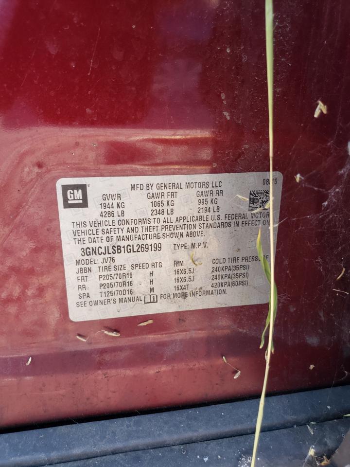 2016 Chevrolet Trax 1Lt VIN: 3GNCJLSB1GL269199 Lot: 84811645