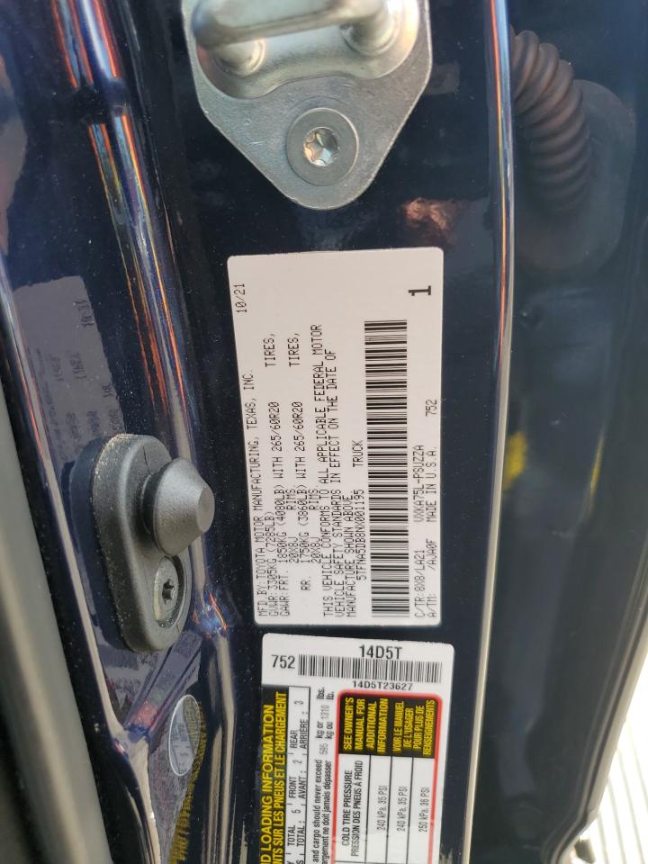 2022 Toyota Tundra Crewmax Platinum VIN: 5TFNA5DB8NX001195 Lot: 82431815