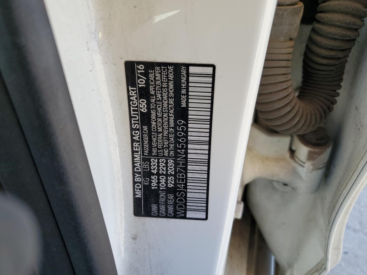 2017 Mercedes-Benz Cla 250 VIN: WDDSJ4EB7HN456959 Lot: 86639185