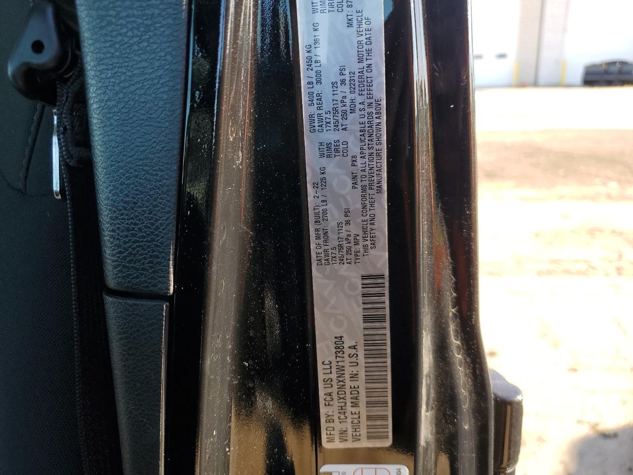 2022 Jeep Wrangler Unlimited Sport VIN: 1C4HJXDNXNW173804 Lot: 90264455