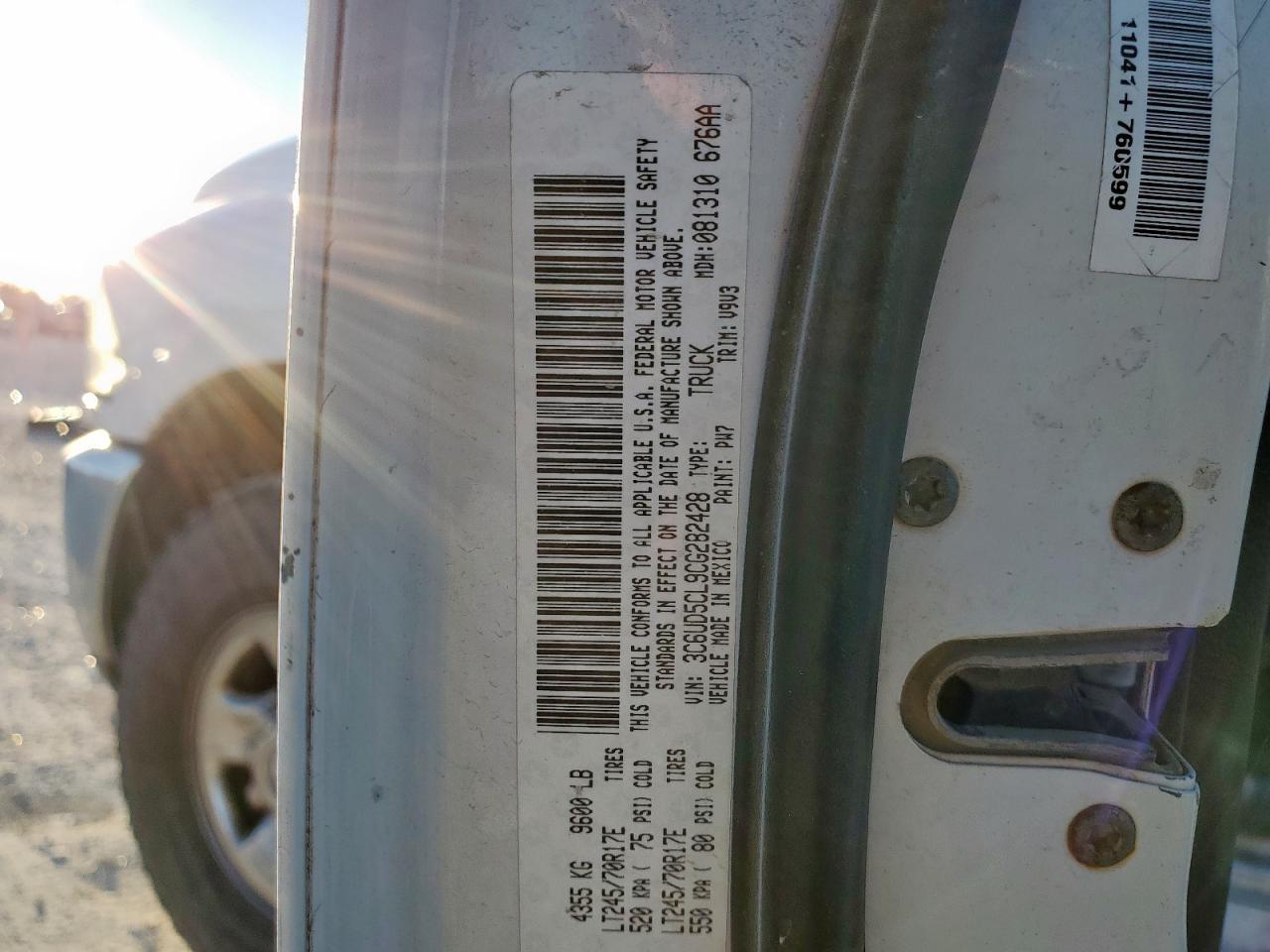 2012 Dodge Ram 2500 St VIN: 3C6UD5CL9CG282428 Lot: 87242925