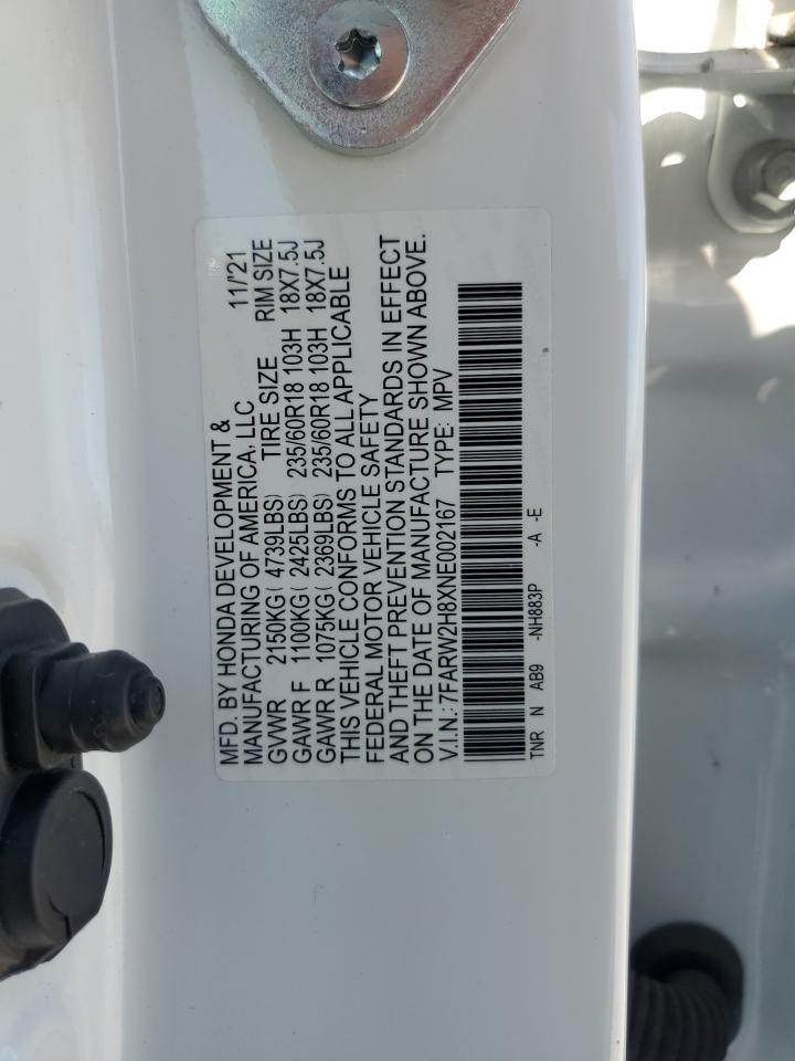 2022 Honda Cr-V Exl VIN: 7FARW2H8XNE002167 Lot: 90910075