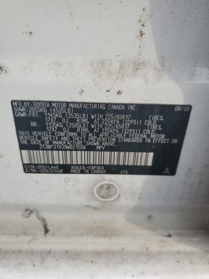 2009 Toyota Rav4 Limited VIN: 2T3BF31V29W021508 Lot: 85088615