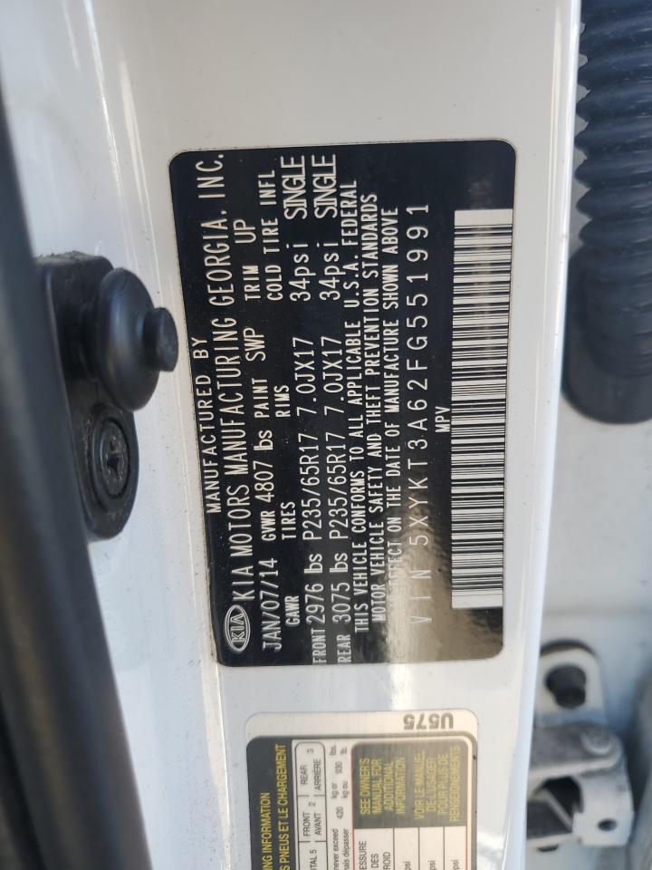 2015 Kia Sorento Lx VIN: 5XYKT3A62FG551991 Lot: 82572065