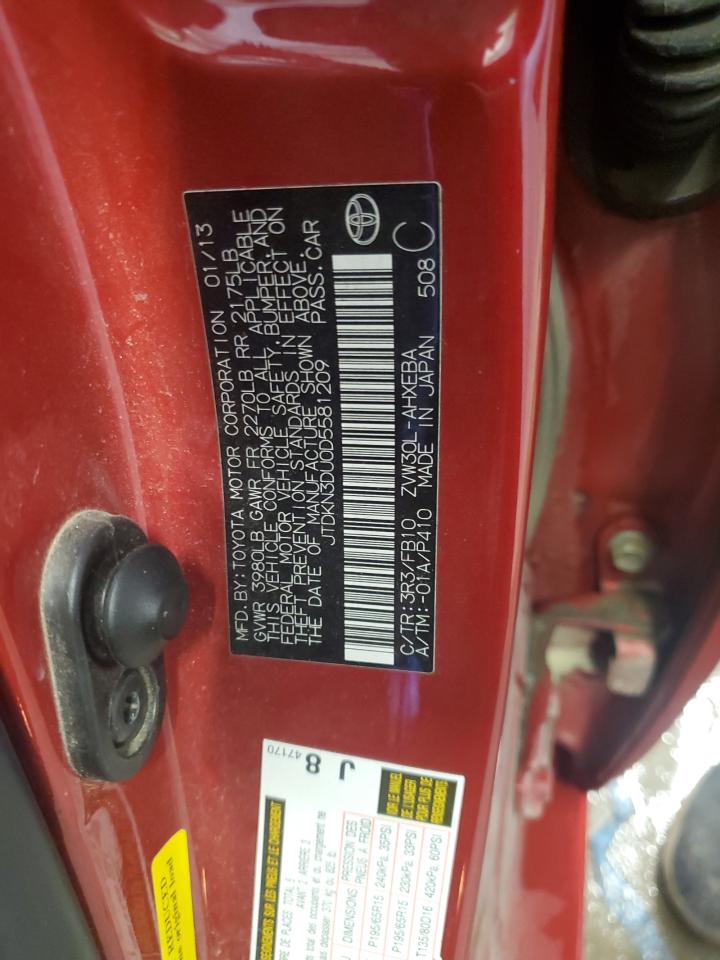 2013 Toyota Prius VIN: JTDKN3DU0D5581209 Lot: 84899215