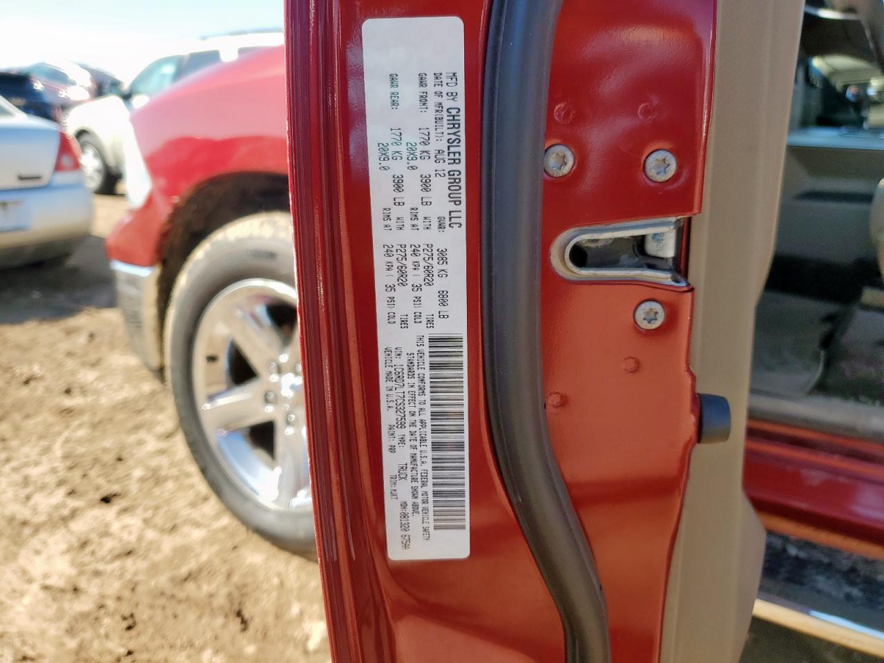 2012 Dodge Ram 1500 Slt VIN: 1C6RD7LT7CS327599 Lot: 82257505