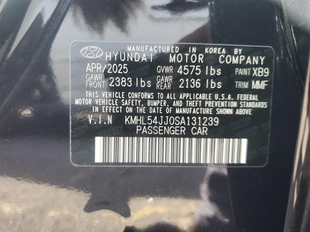 2025 Hyundai Sonata Hybrid VIN: KMHL54JJ0SA131239 Lot: 90097185