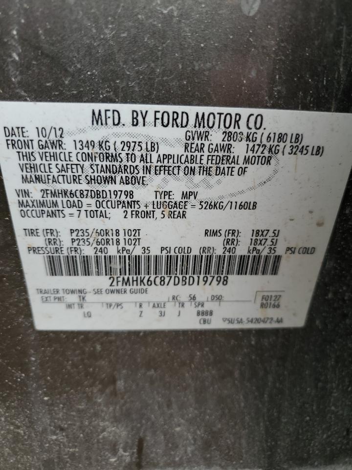 2013 Ford Flex Sel VIN: 2FMHK6C87DBD19798 Lot: 84525365