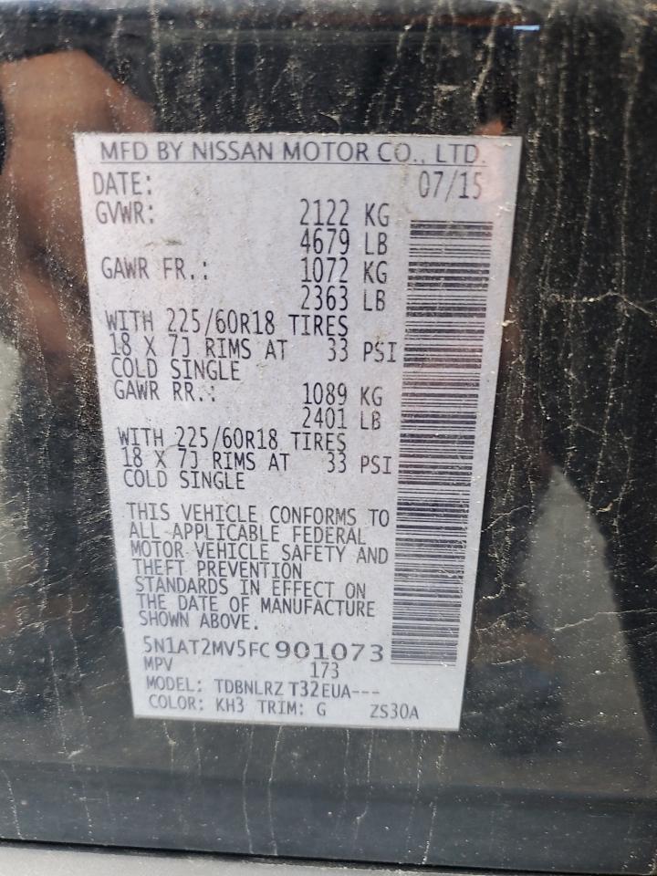 2015 Nissan Rogue S VIN: 5N1AT2MV5FC901073 Lot: 85097955