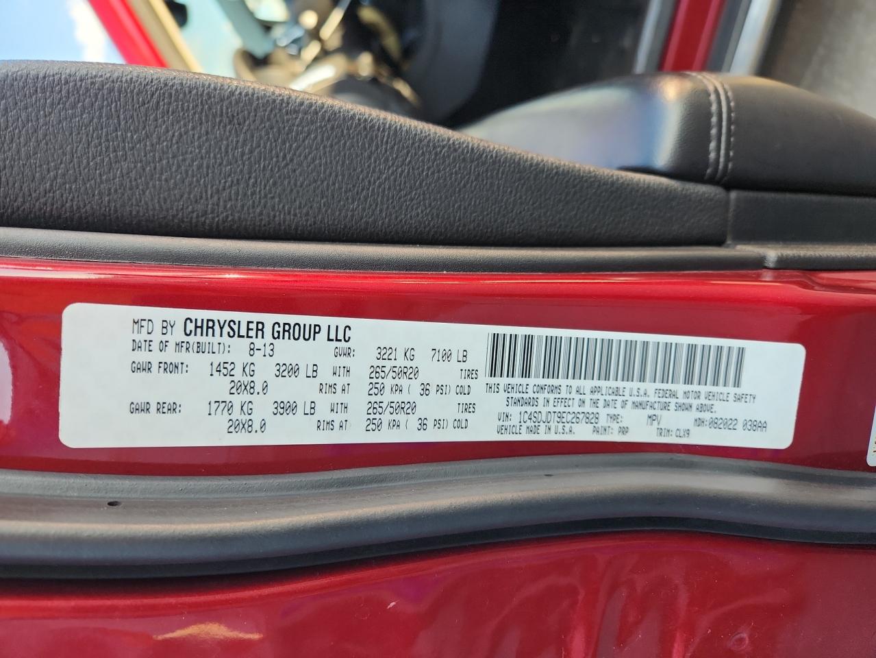 2014 Dodge Durango Limited VIN: 1C4SDJDT9EC267828 Lot: 86847145