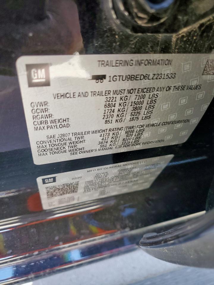 2020 GMC Sierra K1500 Sle VIN: 1GTU9BED6LZ231533 Lot: 82206865