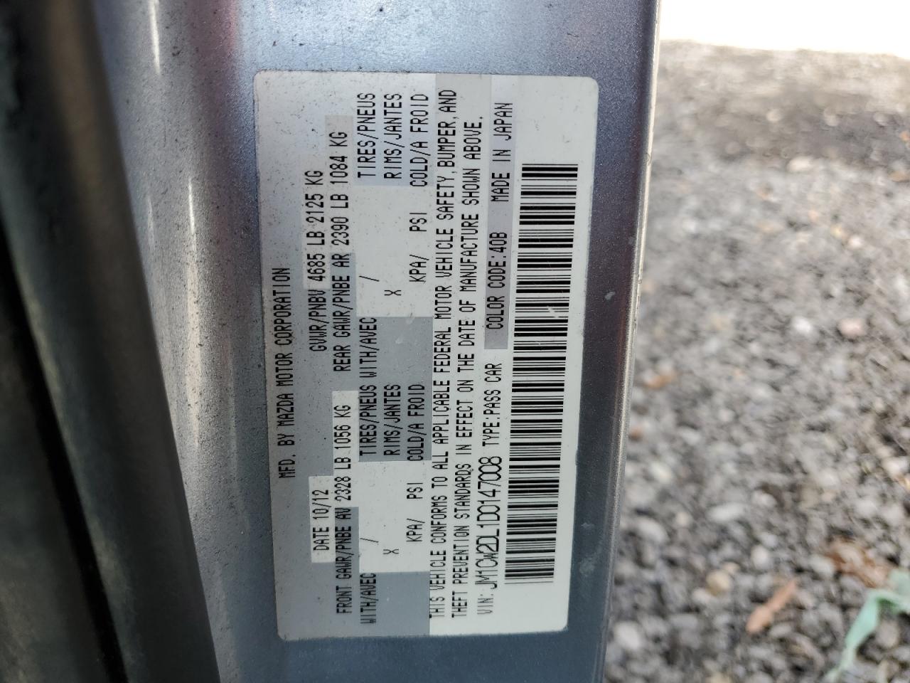 2013 Mazda 5 VIN: JM1CW2DL1D0147008 Lot: 86194645