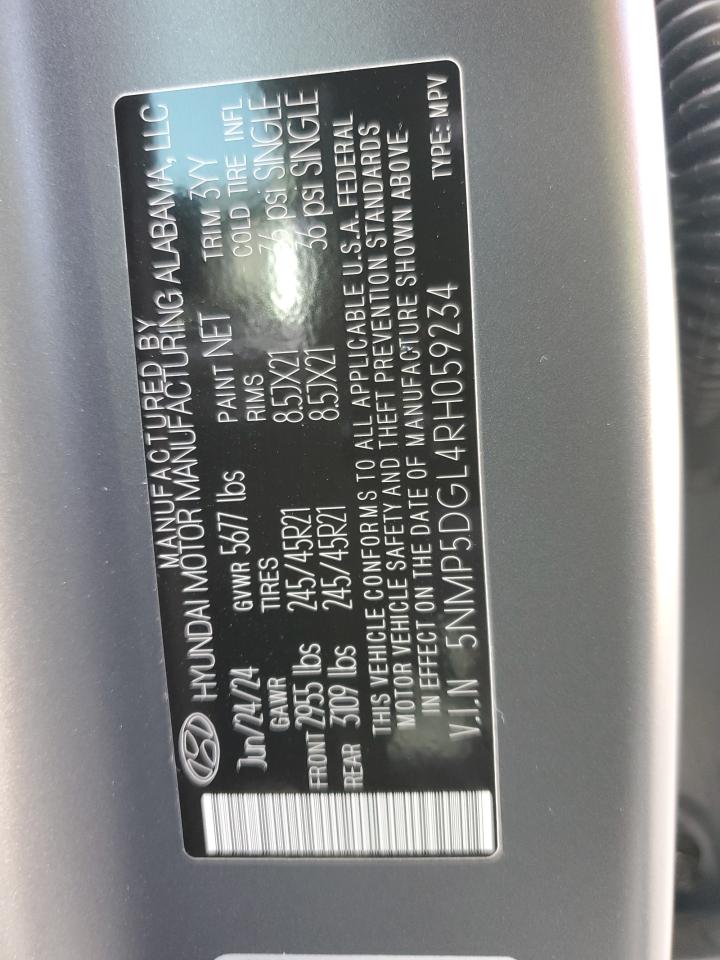 2024 Hyundai Santa Fe Calligraphy VIN: 5NMP5DGL4RH059234 Lot: 84963585