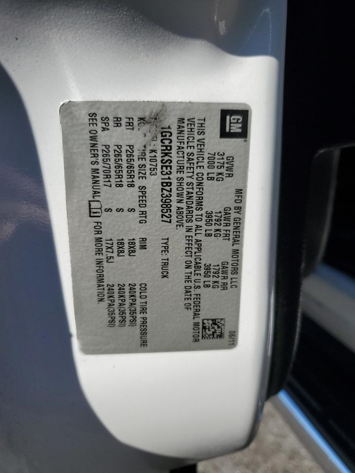 2011 Chevrolet Silverado K1500 Lt VIN: 1GCRKSE31BZ398527 Lot: 85825175