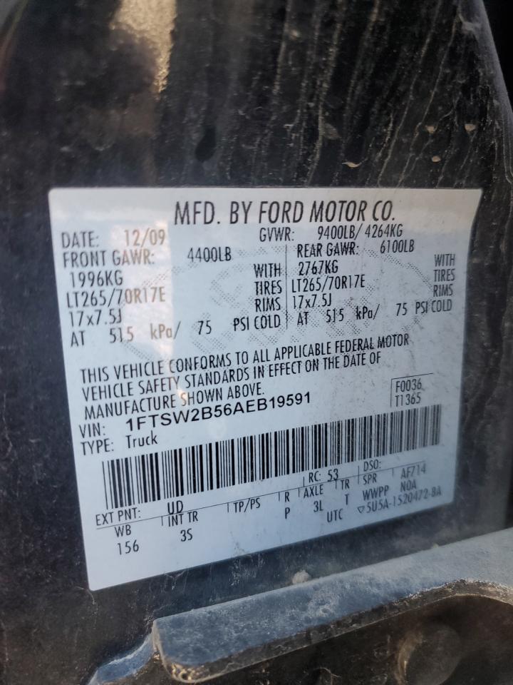 2010 Ford F250 Super Duty VIN: 1FTSW2B56AEB19591 Lot: 87034455
