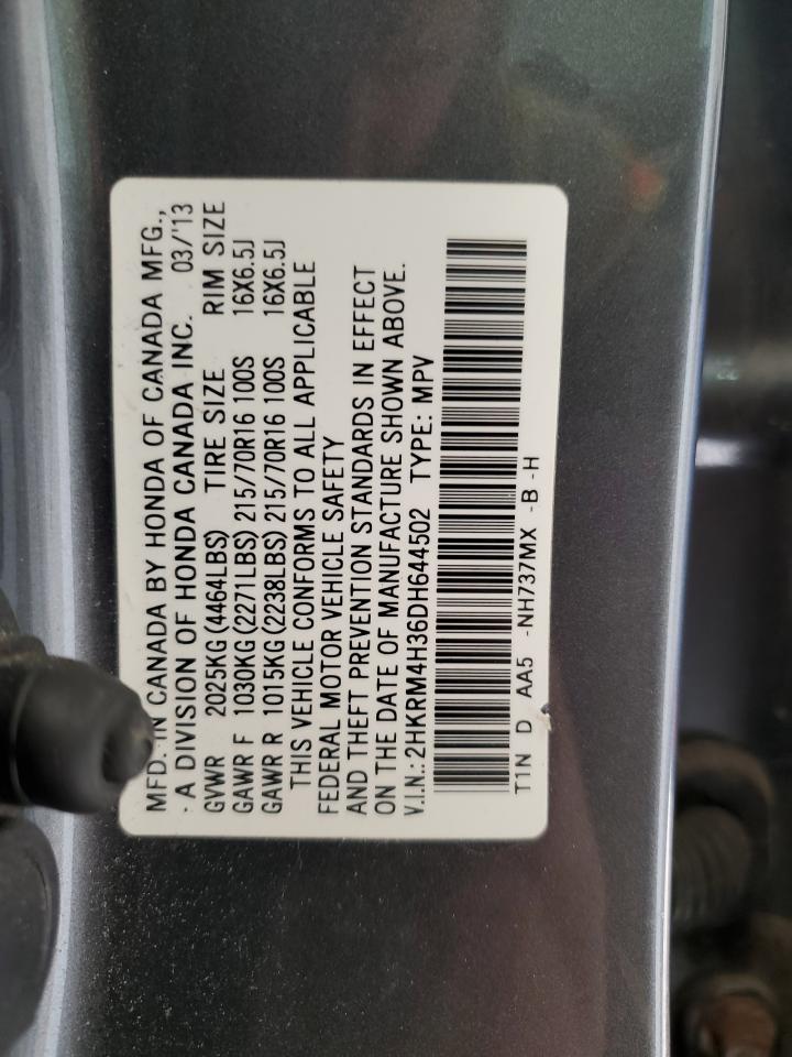 2013 Honda Cr-V Lx VIN: 2HKRM4H36DH644502 Lot: 90471555