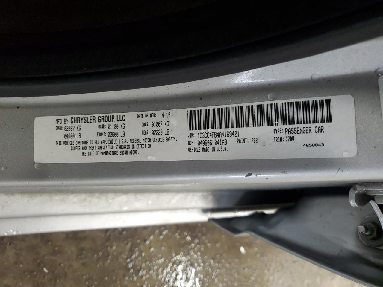 2010 Chrysler Sebring Touring VIN: 1C3CC4FB4AN169421 Lot: 90688565