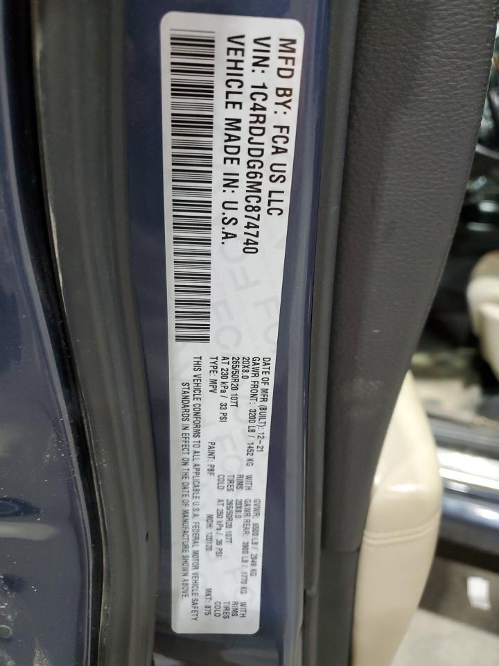 2021 Dodge Durango Gt VIN: 1C4RDJDG6MC874740 Lot: 86330355