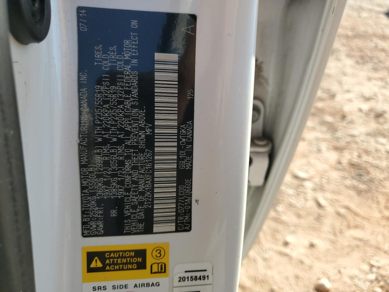 2015 Lexus Rx 350 VIN: 2T2ZK1BAXFC161267 Lot: 86259735