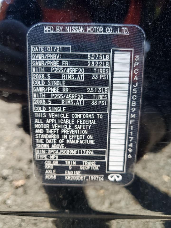 2021 Infiniti Qx50 Essential VIN: 3PCAJ5CB9MF117496 Lot: 86623055