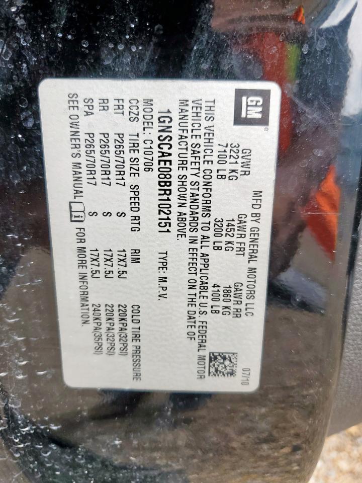 2011 Chevrolet Tahoe C1500 Ls VIN: 1GNSCAE08BR102151 Lot: 85701265