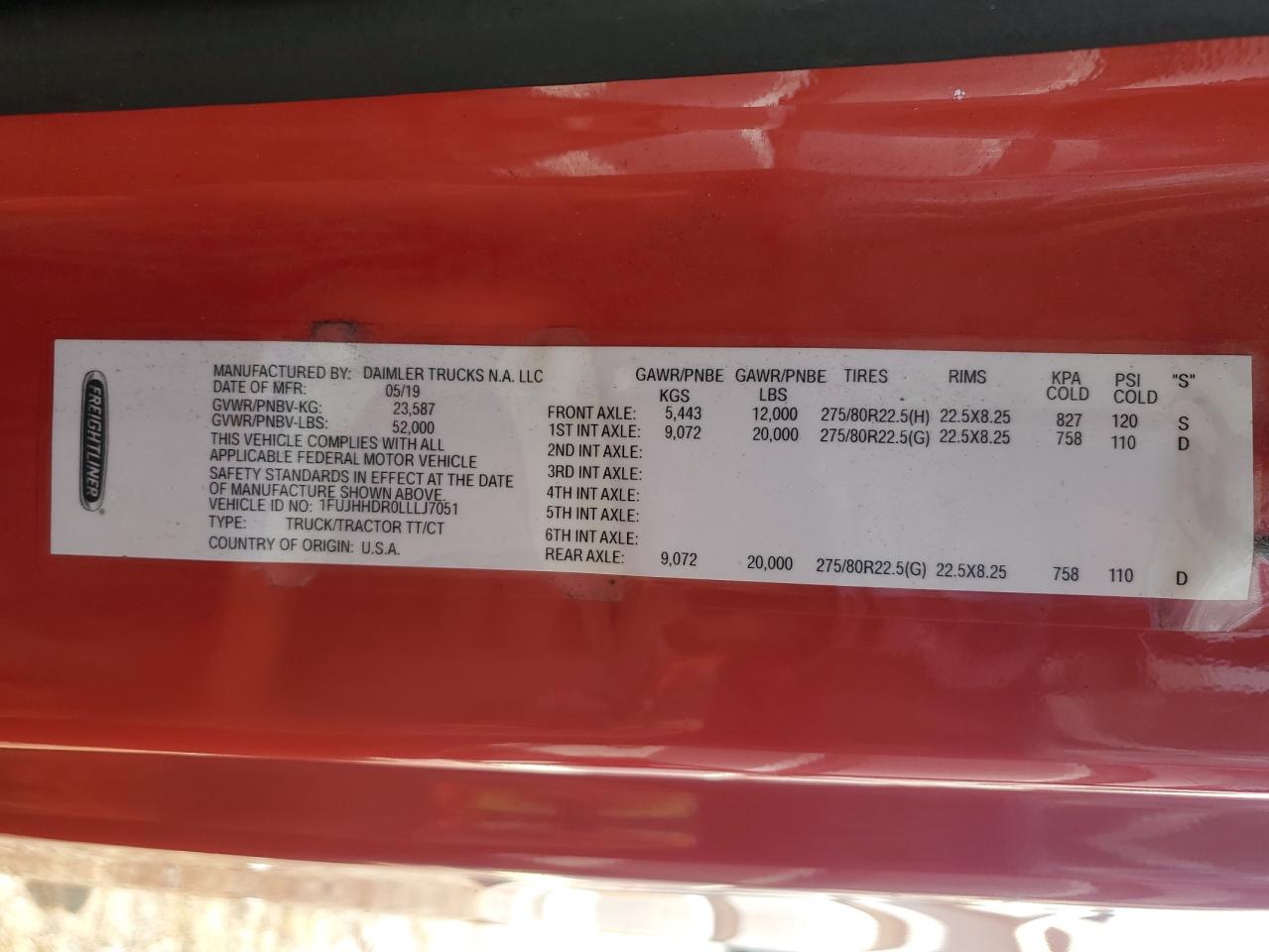 2020 Freightliner Cascadia 1 - Semi Truck VIN: 1FUJHHDR0LLLJ7051 Lot: 85519585