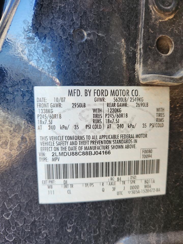 2008 Lincoln Mkx VIN: 2LMDU88C88BJ04166 Lot: 87383525