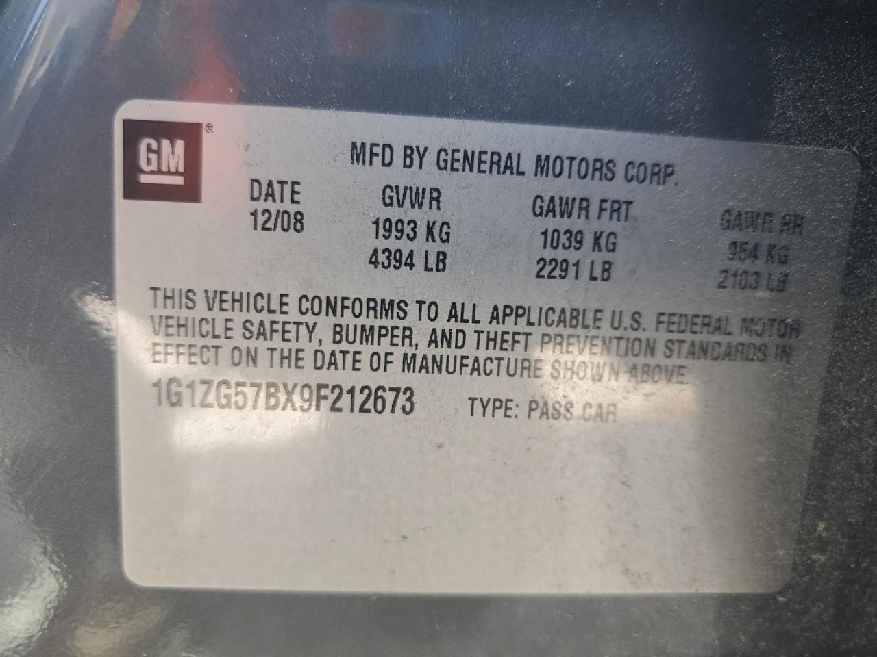 2009 Chevrolet Malibu Ls VIN: 1G1ZG57BX9F212673 Lot: 81834025