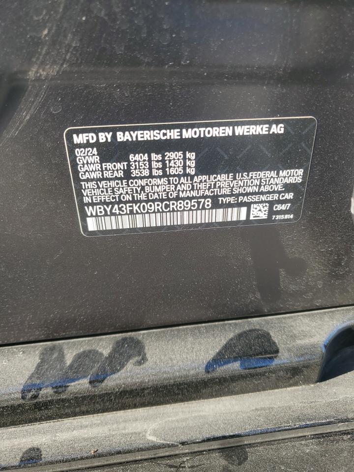 2024 BMW I5 M60 VIN: WBY43FK09RCR89578 Lot: 89921945