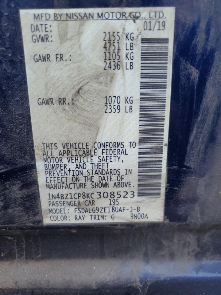 2019 Nissan Leaf S Plus VIN: 1N4BZ1CP8KC308523 Lot: 90519795