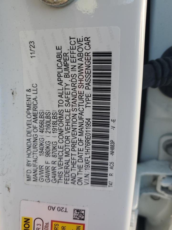 2024 Honda Civic Exl VIN: 19XFL1H76RE011954 Lot: 84612255