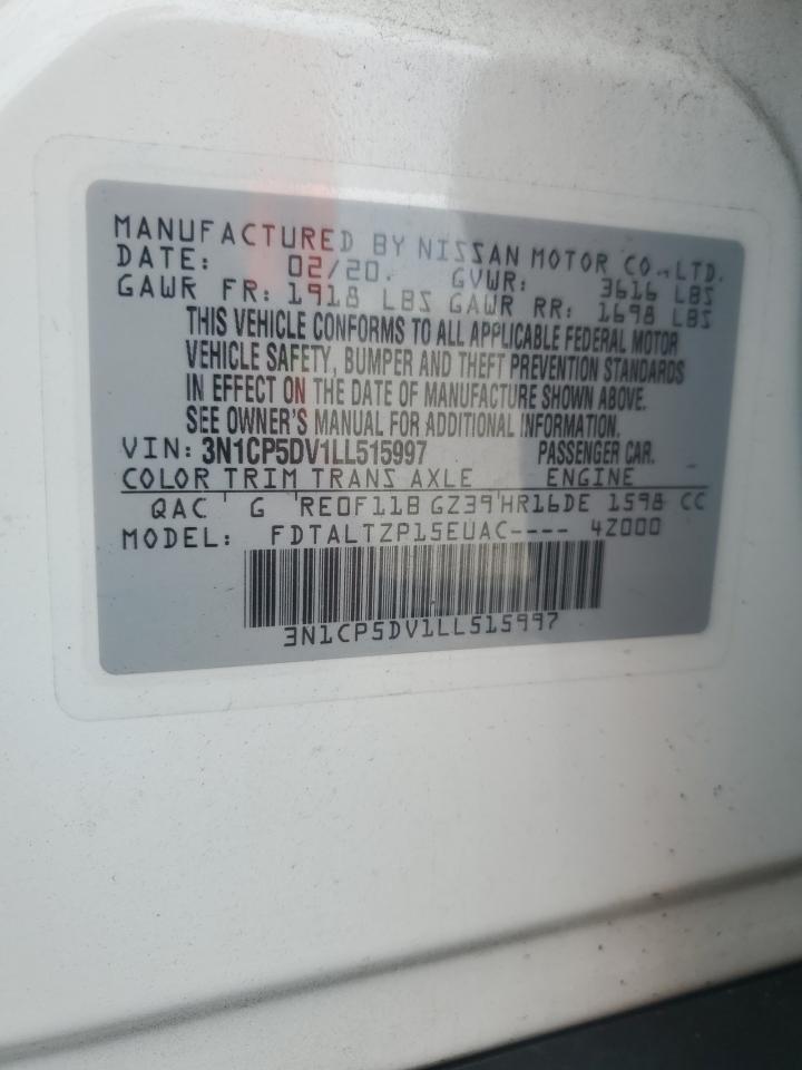 2020 Nissan Kicks Sr VIN: 3N1CP5DV1LL515997 Lot: 82370755