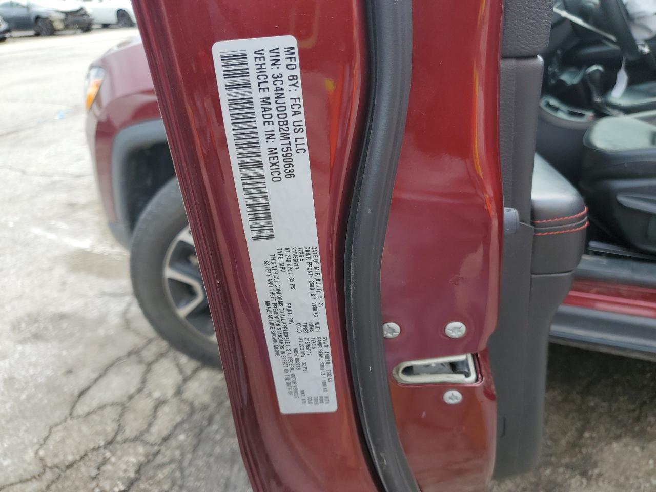 2021 Jeep Compass Trailhawk VIN: 3C4NJDDB2MT590636 Lot: 90803885