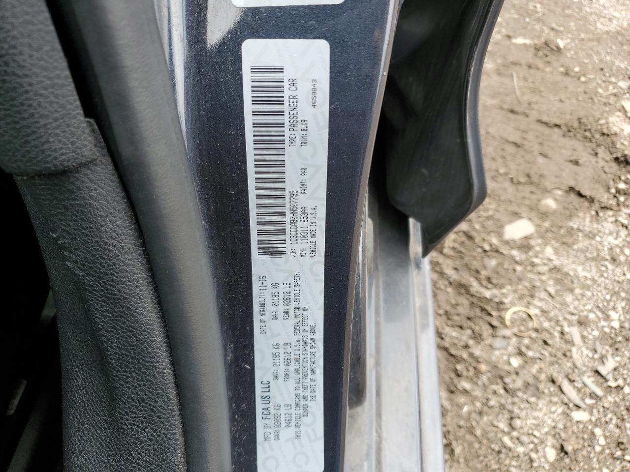 2017 Chrysler 200 Limited VIN: 1C3CCCAB0HN507795 Lot: 87206845