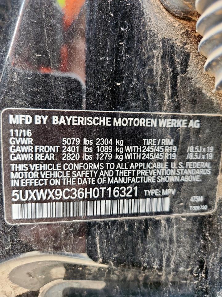 2017 BMW X3 xDrive28I VIN: 5UXWX9C36H0T16321 Lot: 84800435