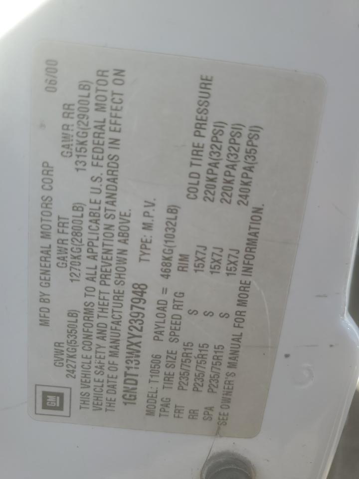 2000 Chevrolet Blazer VIN: 397948 Lot: 86165385