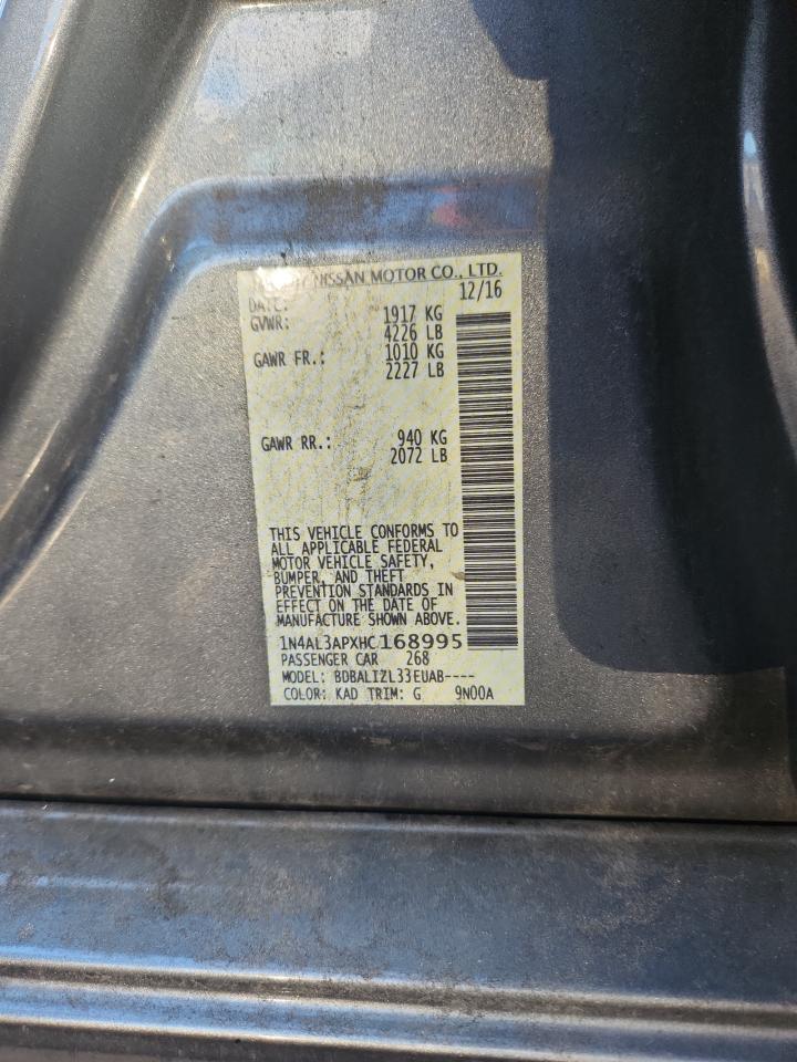 2017 Nissan Altima 2.5 VIN: 1N4AL3APXHC168995 Lot: 85949575