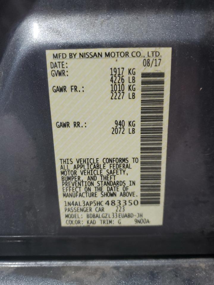 2017 Nissan Altima 2.5 VIN: 1N4AL3AP5HC483350 Lot: 85533695