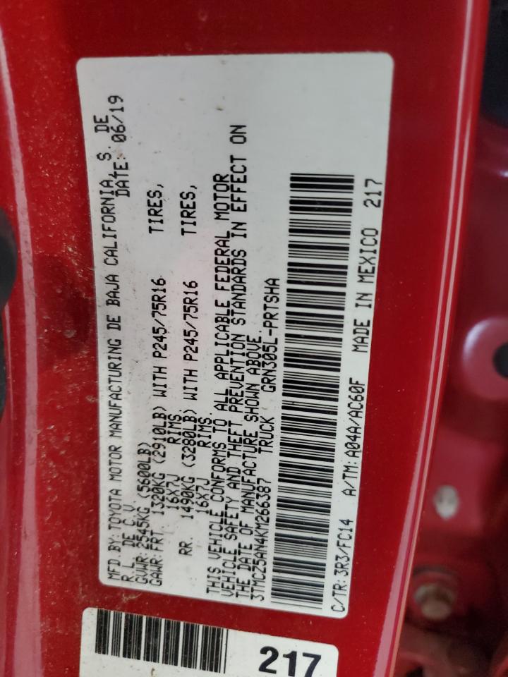2019 Toyota Tacoma Double Cab VIN: 3TMCZ5AN4KM266387 Lot: 84906475