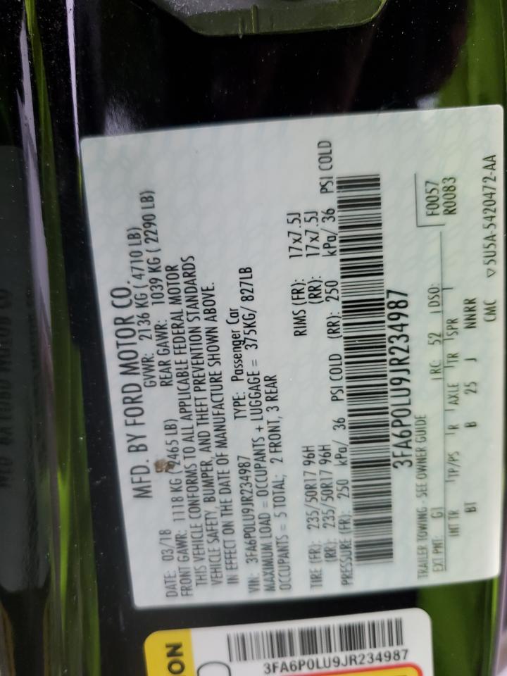 2018 Ford Fusion Se Hybrid VIN: 3FA6P0LU9JR234987 Lot: 82455405