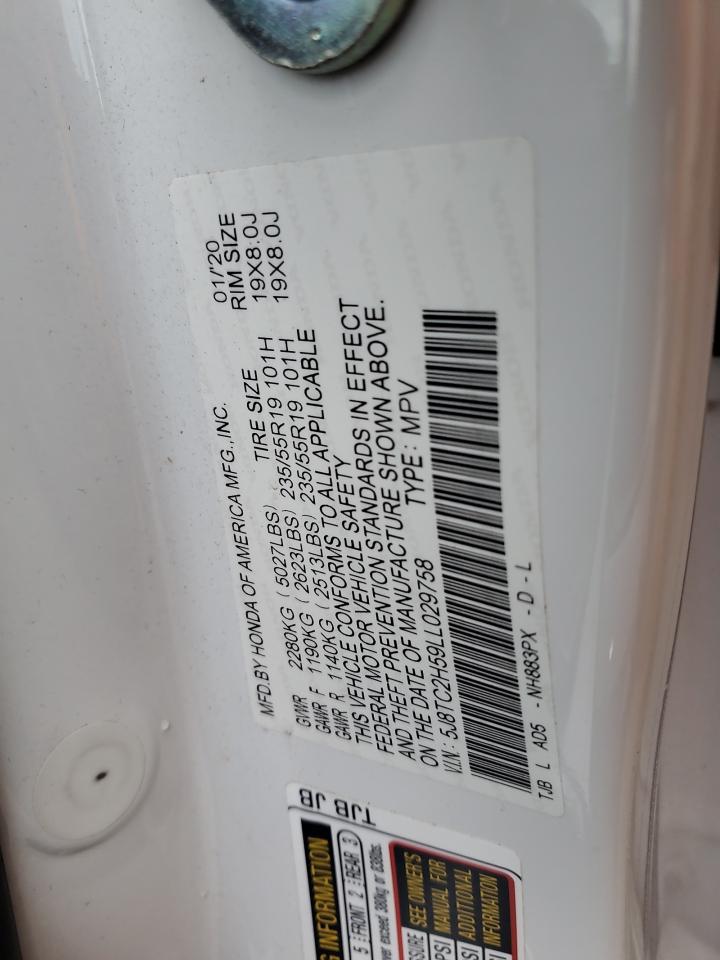 2020 Acura Rdx Technology VIN: 5J8TC2H59LL029758 Lot: 86232325