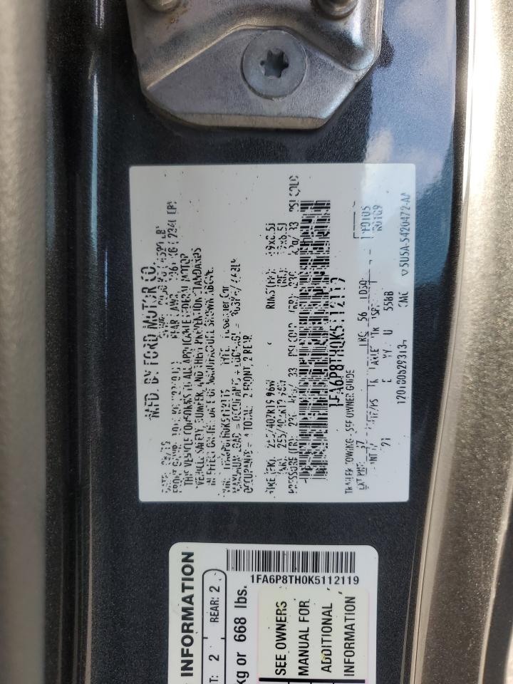 2019 Ford Mustang VIN: 1FA6P8TH0K5112119 Lot: 85661495