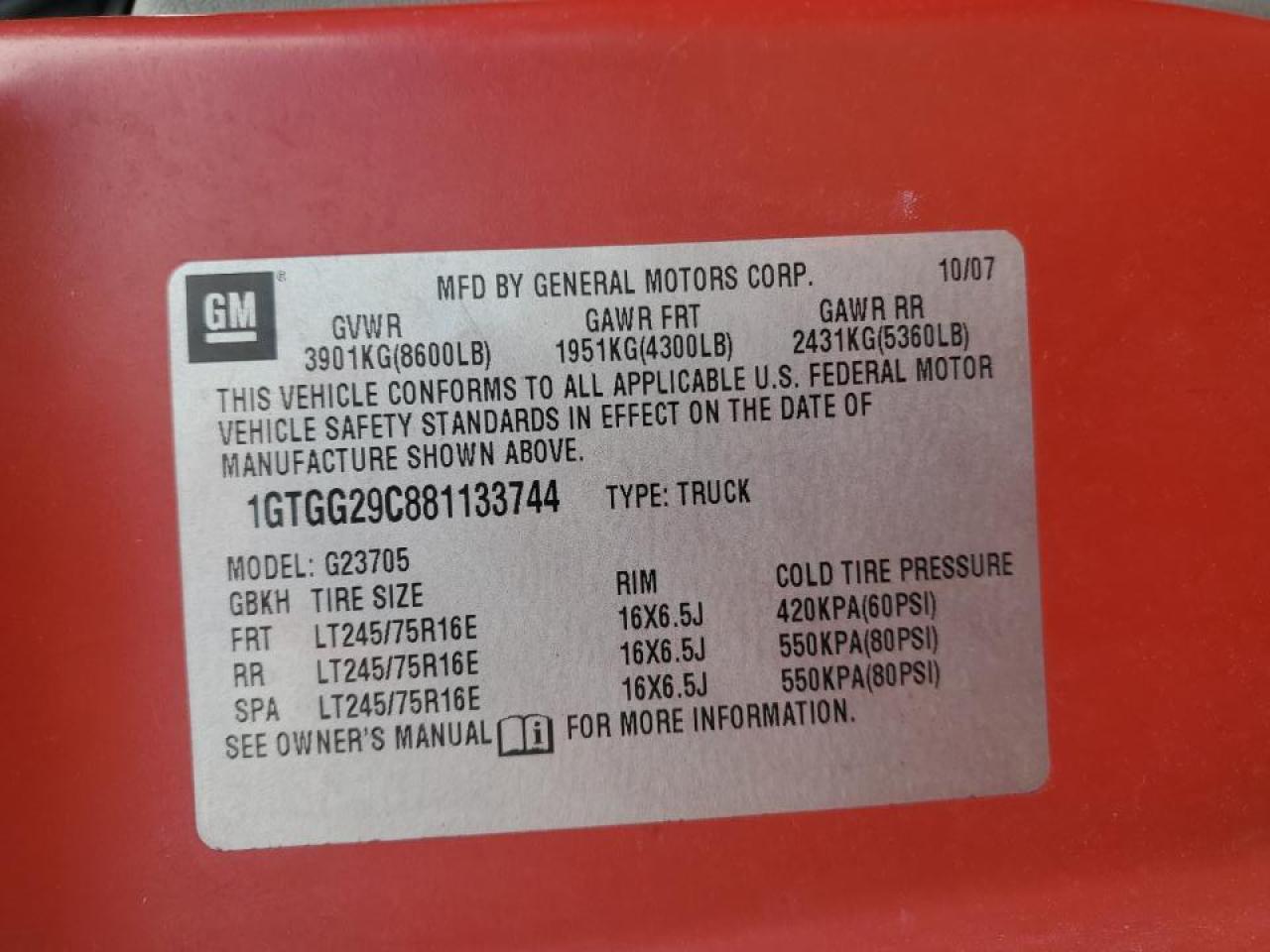 2008 GMC Savana Delivery Van VIN: 1GTGG29C881133744 Lot: 90353895