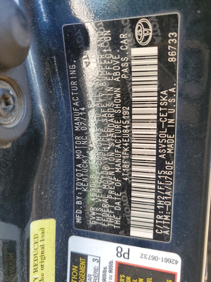 2014 Toyota Camry L VIN: 4T1BF1FK4EU845192 Lot: 84796155