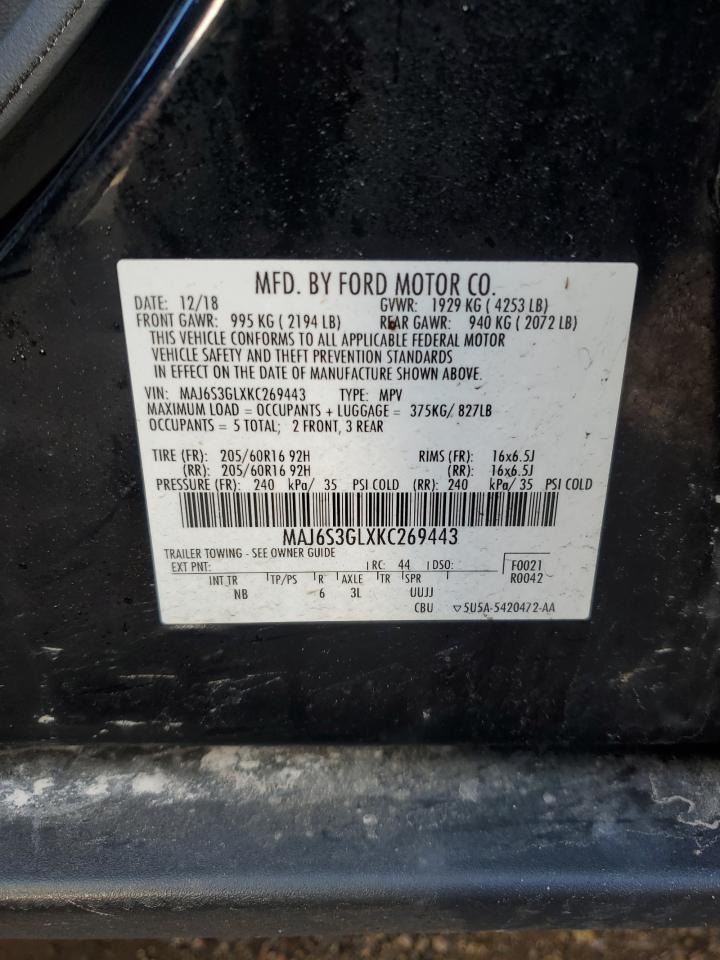 2019 Ford Ecosport Se VIN: MAJ6S3GLXKC269443 Lot: 89497395