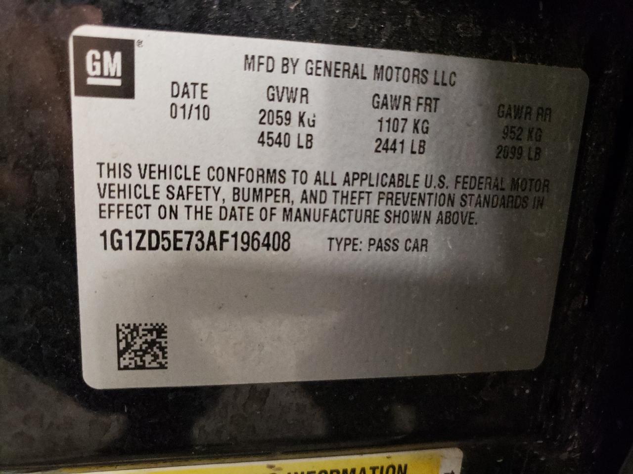 2010 Chevrolet Malibu 2Lt VIN: 1G1ZD5E73AF196408 Lot: 82244245