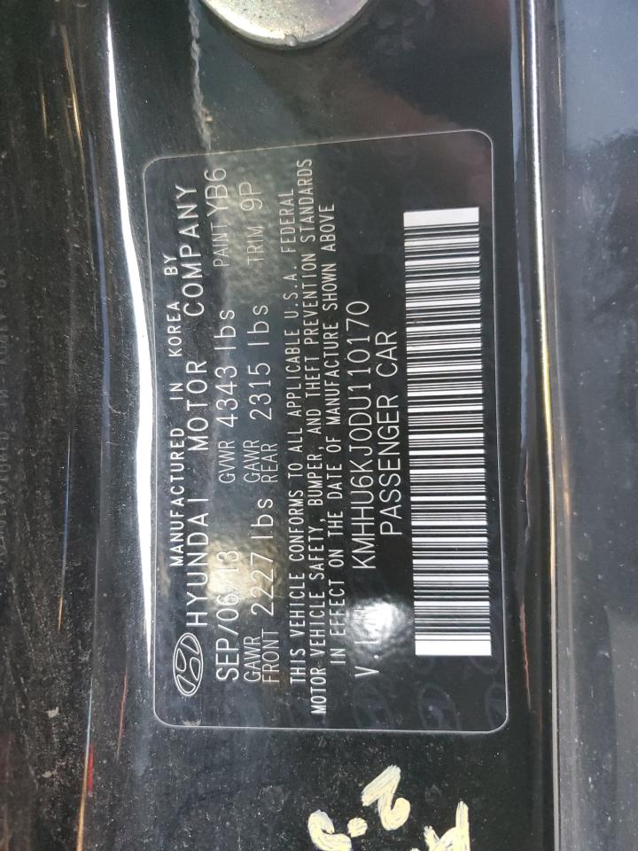 2013 Hyundai Genesis Coupe 3.8L VIN: KMHHU6KJ0DU110170 Lot: 87098755