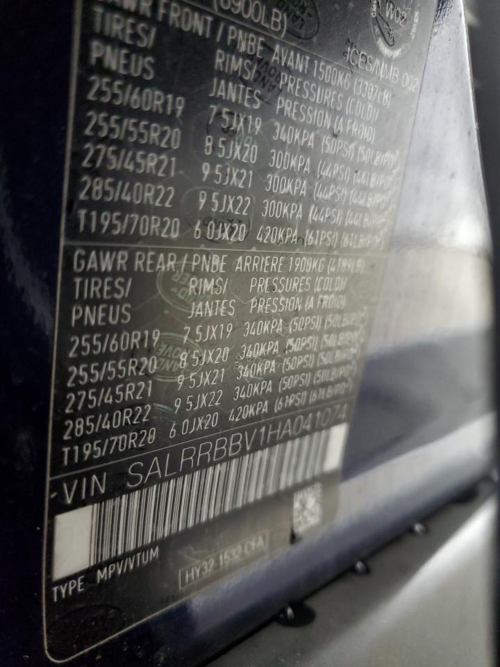 2017 Land Rover Discovery Hse VIN: SALRRBBV1HA041074 Lot: 80786955